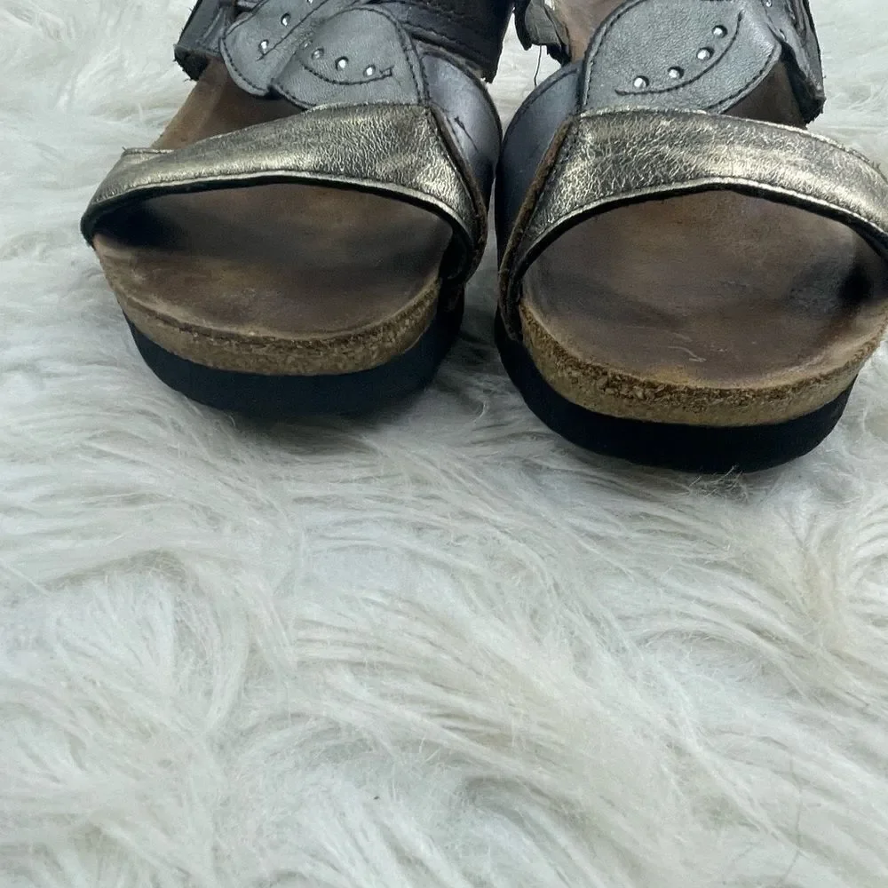 Naot Kimberly Metallic Leather Rhinestone Cork Sandals - Picture 4 of 11